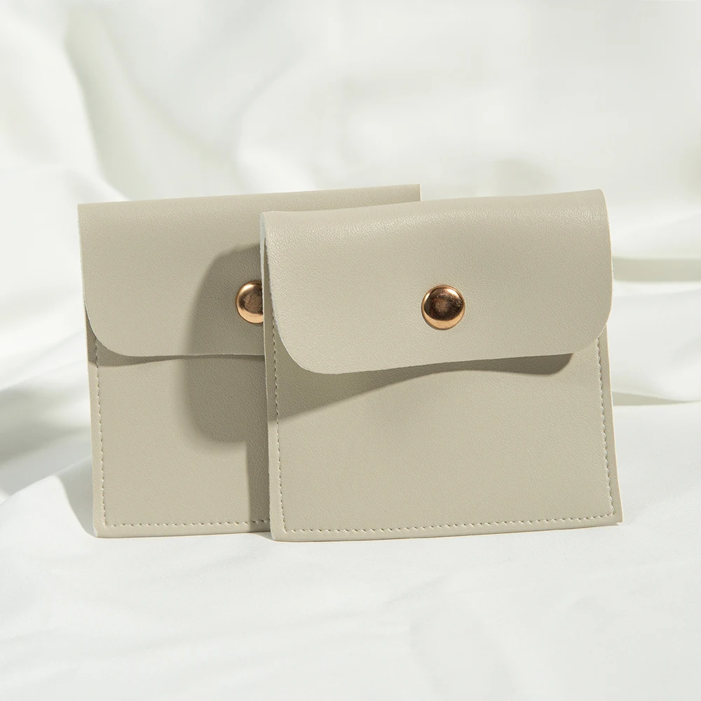 5 Stück PU-Leder Gold Knopf Tasche DIY Schmuck Ohrring Halskette Schnappbeutel Hochzeit Verpackung Geschenktüte Reiseaufbewahrung Staubsack Großpackung – Detail 15