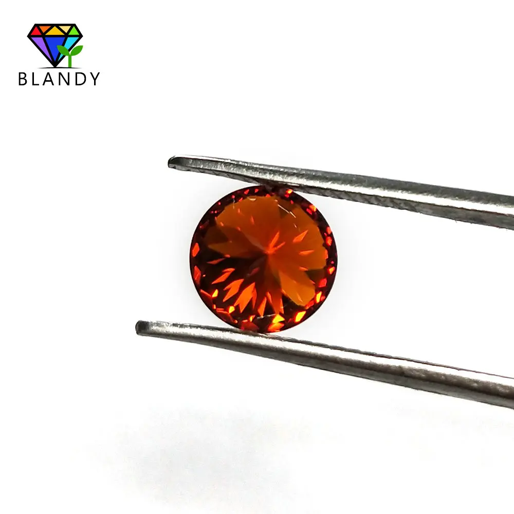 6.5mm and 8mm Round Firework Cut Loose Orange Color CZ Stone Shinning Red Cubic Zirconia Synthetic Gems For DIY Jewelry