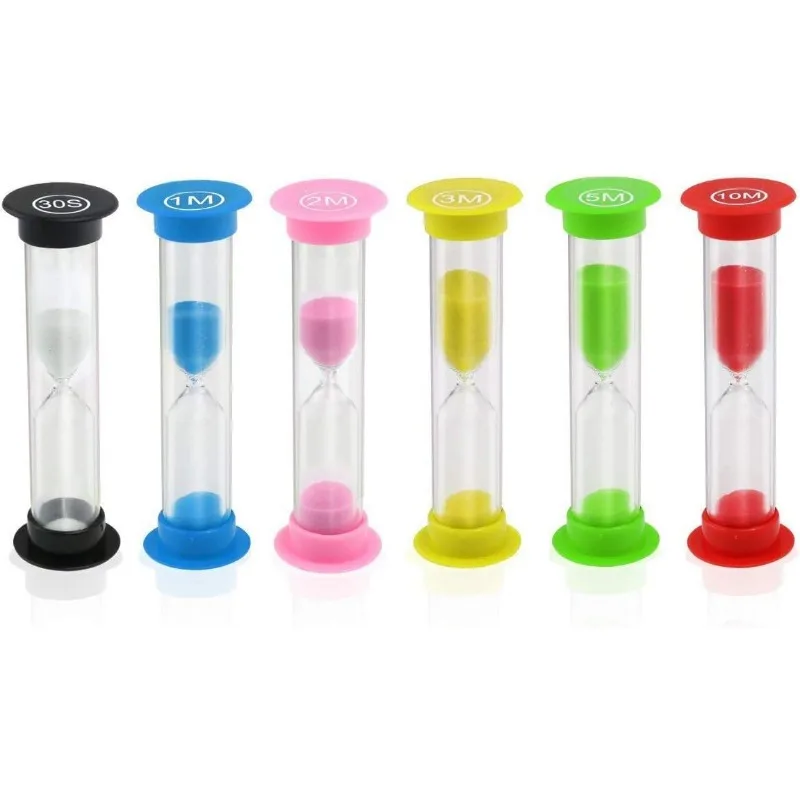 Sand Timer,6 Pcs Colorful Hourglass Sandglass Sand Clock Timers Set for Brushing Children's Teeth, Cooking, Game, School, Office