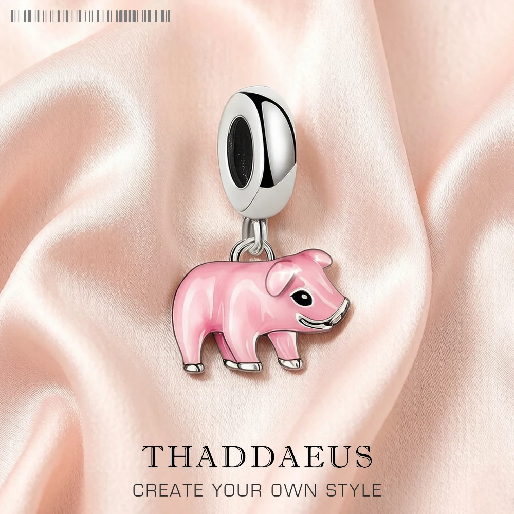 Charm Pendant Pink Pig Women 2024 Summer Brand New Cute 925 Sterling Silver Animal Gift