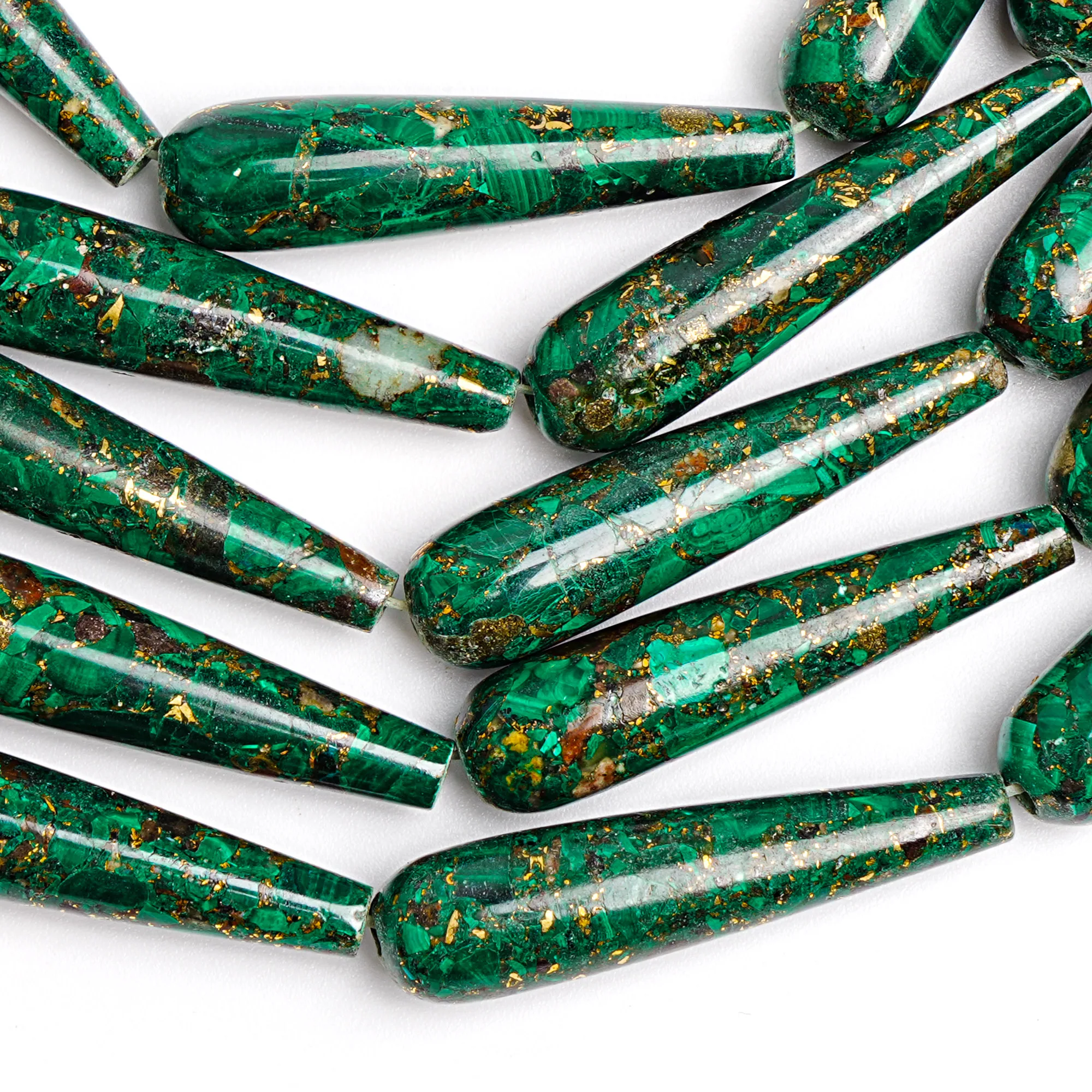 COPPER MALACHITE GEMSTONE BEADS 10X40MM DROPLET SMOOTH LOOSE BEADS FOR DIY NECKLACE BRACELET JEWELRY MAKING HANDMADE ACCESSORIES 2