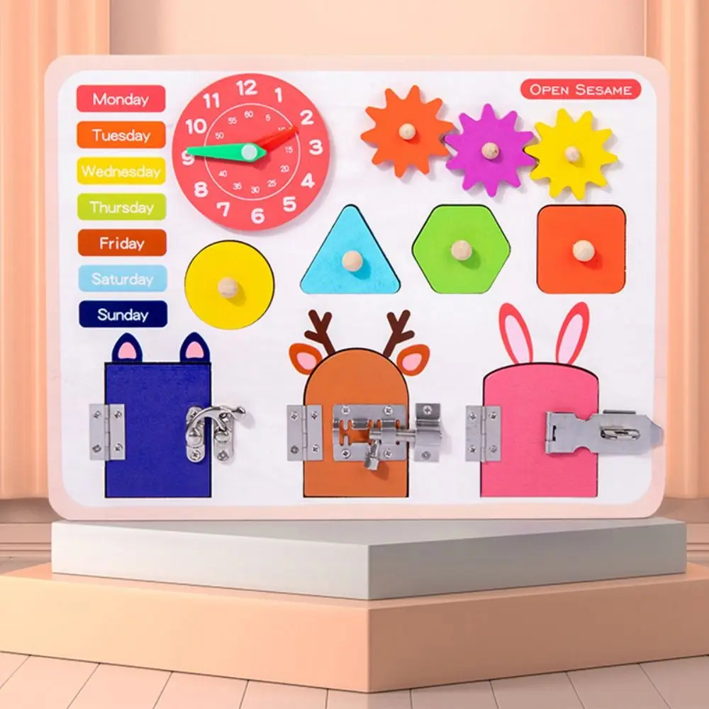 

Wooden Unlock Busy Board Toys Early Education Shape Sorter Montessori Busy Board Toys Puzzle Logical Thinking