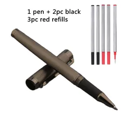 1Pc Rollerball Pen + 5pc Refills Set Ink Pen Bullet Tip 0.5mm Gun Grey School Office Supplies Stationery Ball point Pen