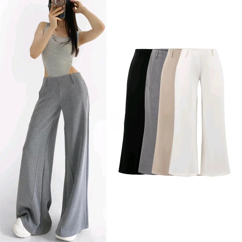 

Fall New Arrival Women's High Waist Draped Slim Fit Wide Leg Pants Suit Sweatpants Korean mat Sle Commute Pants