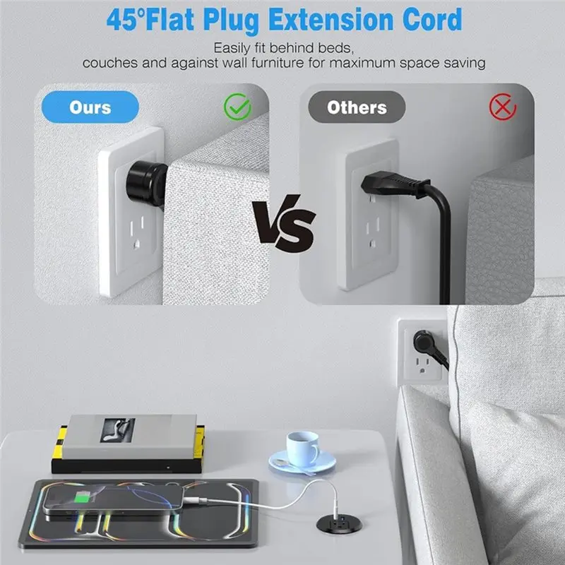 ABLJ US Plug 20W USB-C Charging Power Outlet, 2 Inch Desk Recessed Power Grommet, Flush Mount For Conference Room Tables