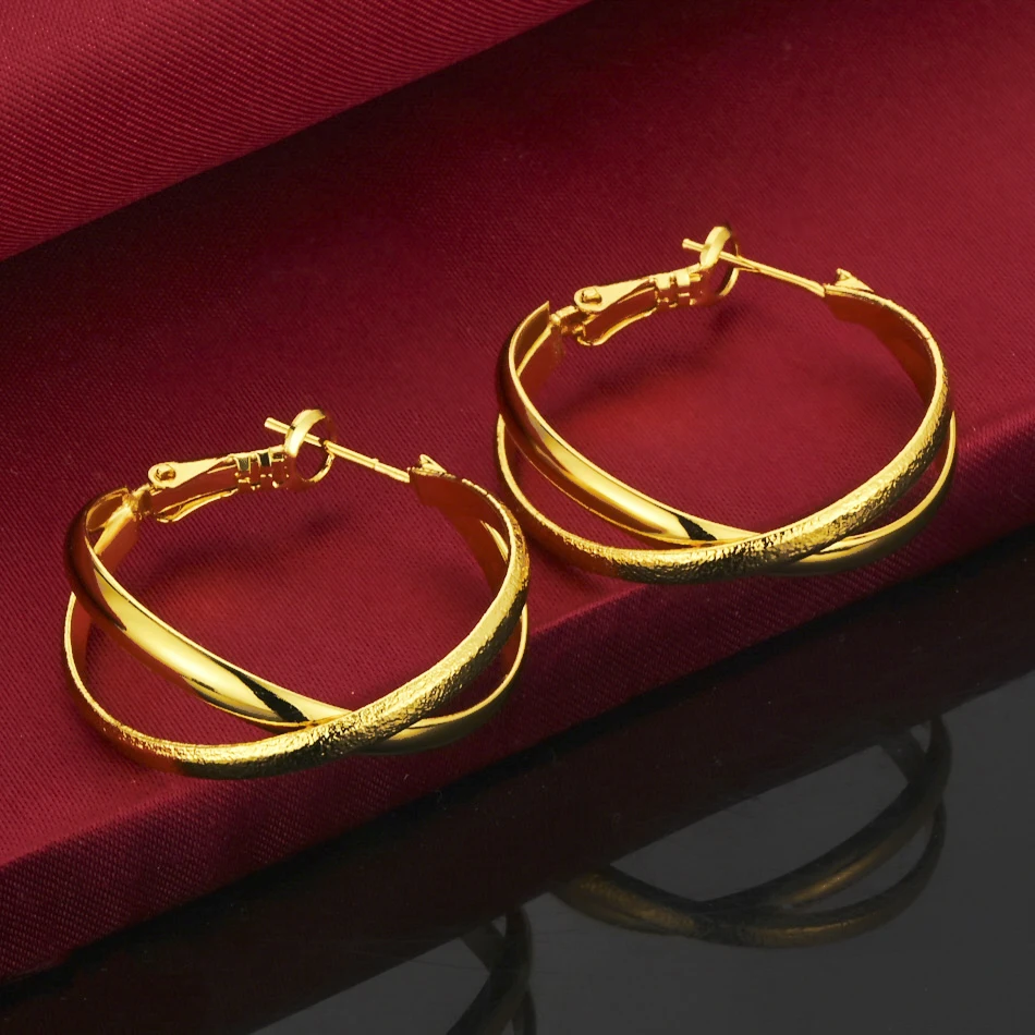 Pendientes de Aro Dobles Esmerilados de Plata de Ley 925 y Oro de 18K, Joyería de Moda para Mujer, Regalos para Bodas y Fiestas