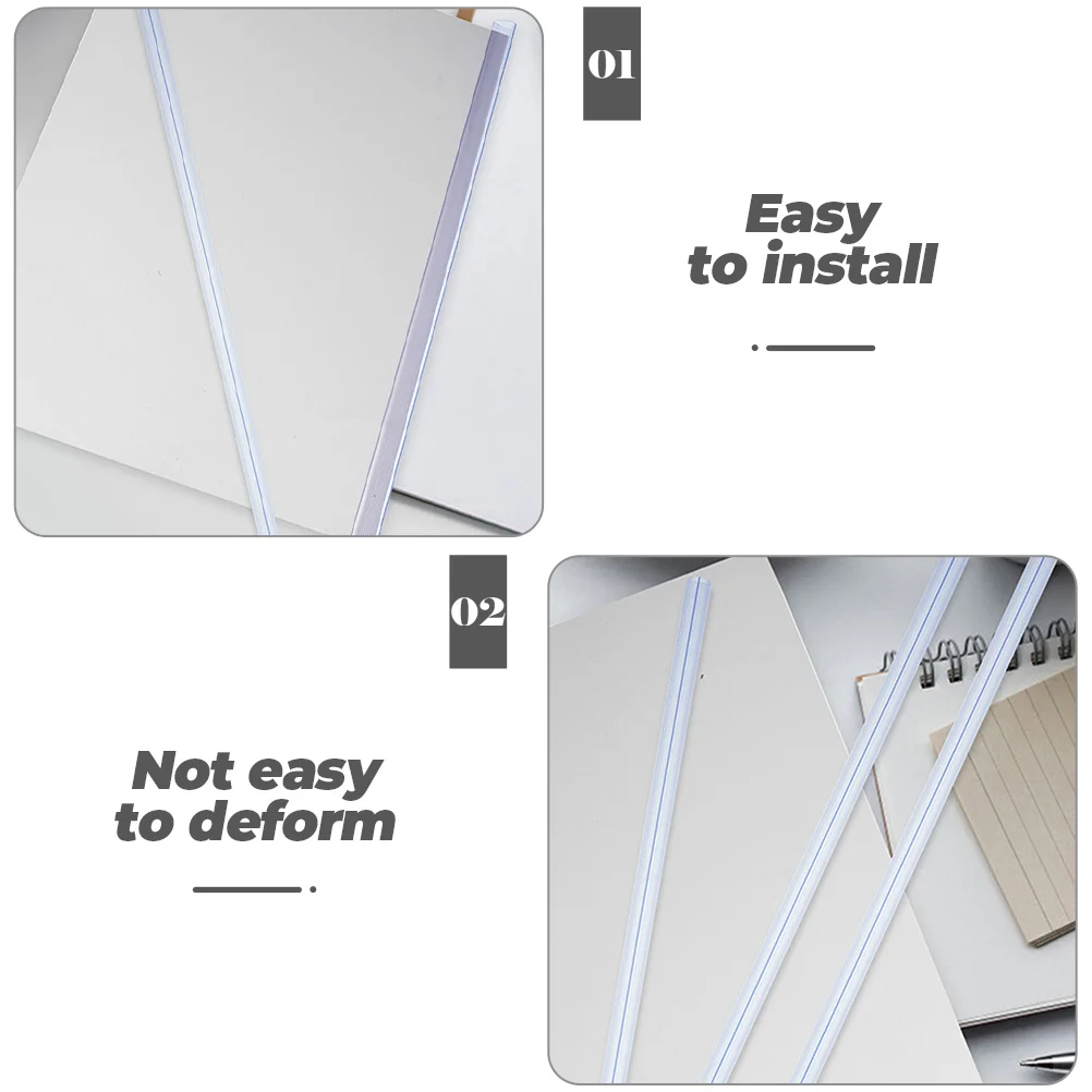 

40 Pcs Transparent Pull Rod Clip Bookbinding Slide Binder Bars Grip Folder Punchless Clamp Abs