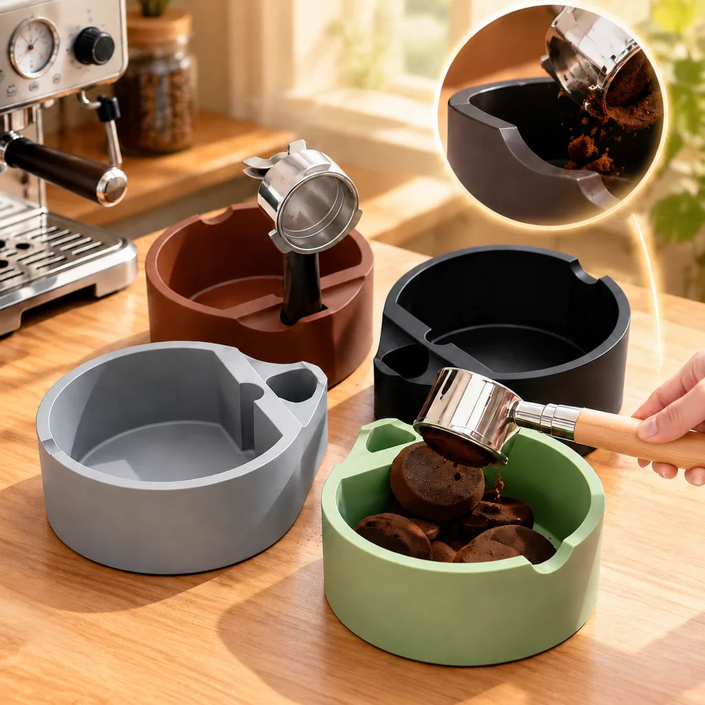 Espresso Knock Box Silicone Coffee Grounds Container Large Capacity Heat Resistant Quiet Shock Absorbing Home Barista Tool 1pc
