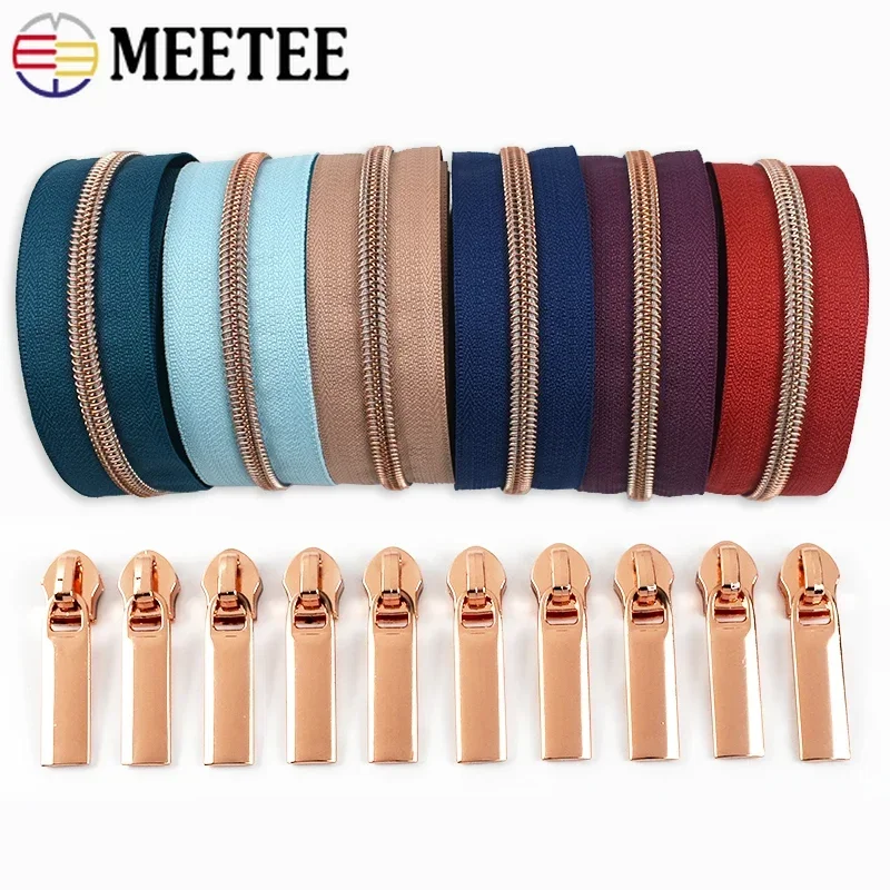 1/2/3Meter Meetee 5# Nylon Zipper By Meters Clothing Zippers Closure Sewing Zip Slider Puller Pocket Roll Zips Craft Closures