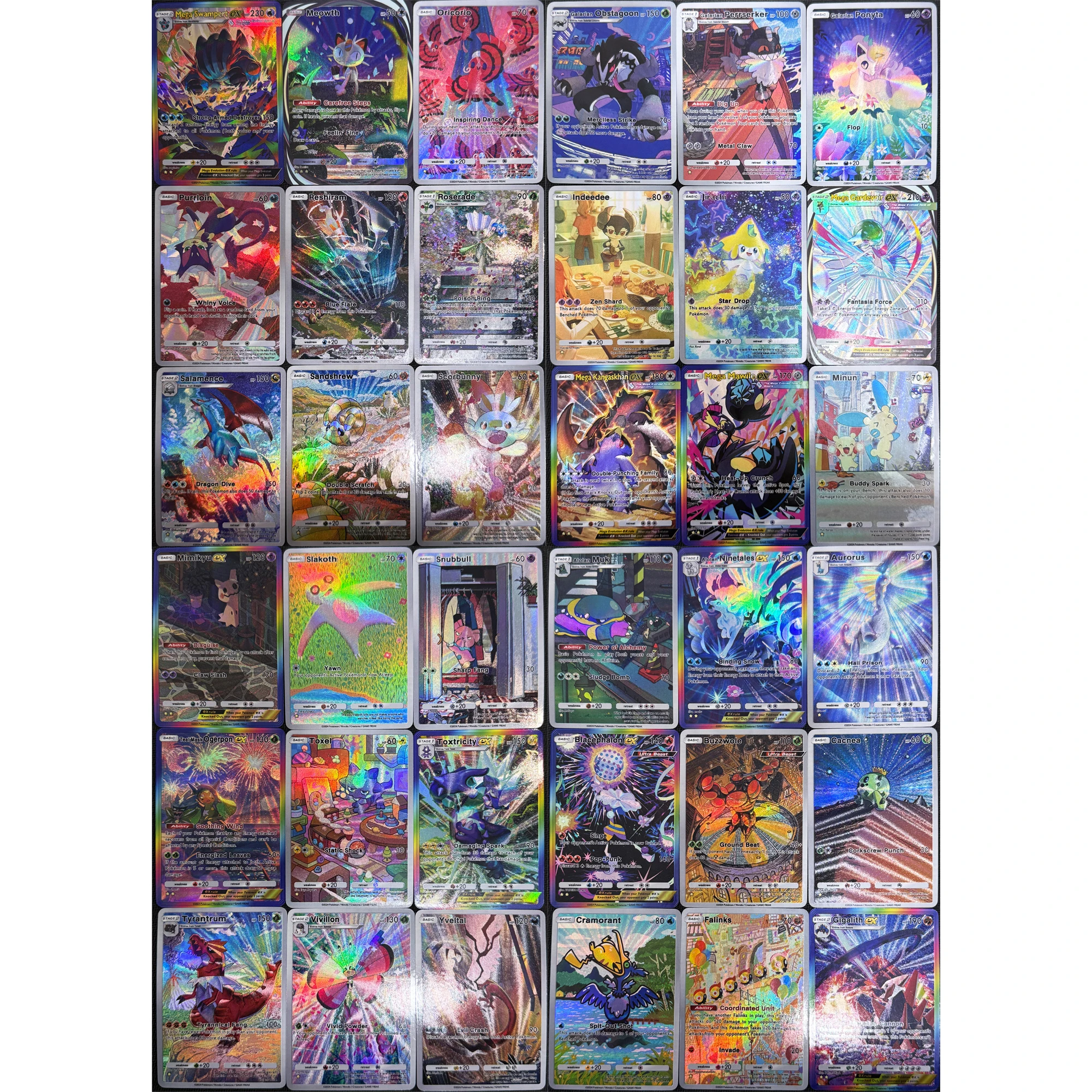 Juego de 9 Tarjetas Coleccionables de Pokémon en Inglés, Charizard, Mimikyu, Gardevoir, Cramorant, Serie Pocket, Tarjetas con Textura Brillante, Juego Clásico de Anime