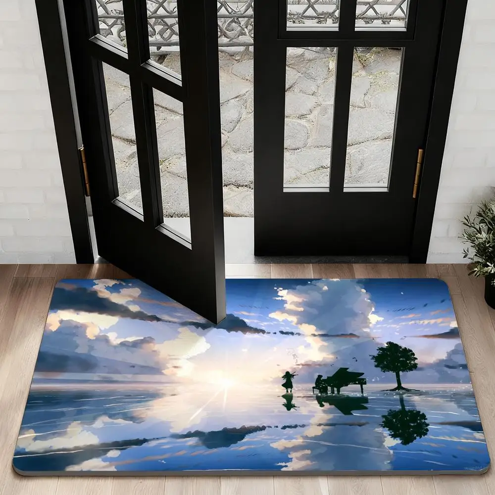 

cartoon Y-Your Lie in Aprils Floor Mat Diatom Bath Mat Absorbent Quick Dry Non-Slip TPR Backing Soft Plush Draining Rugs