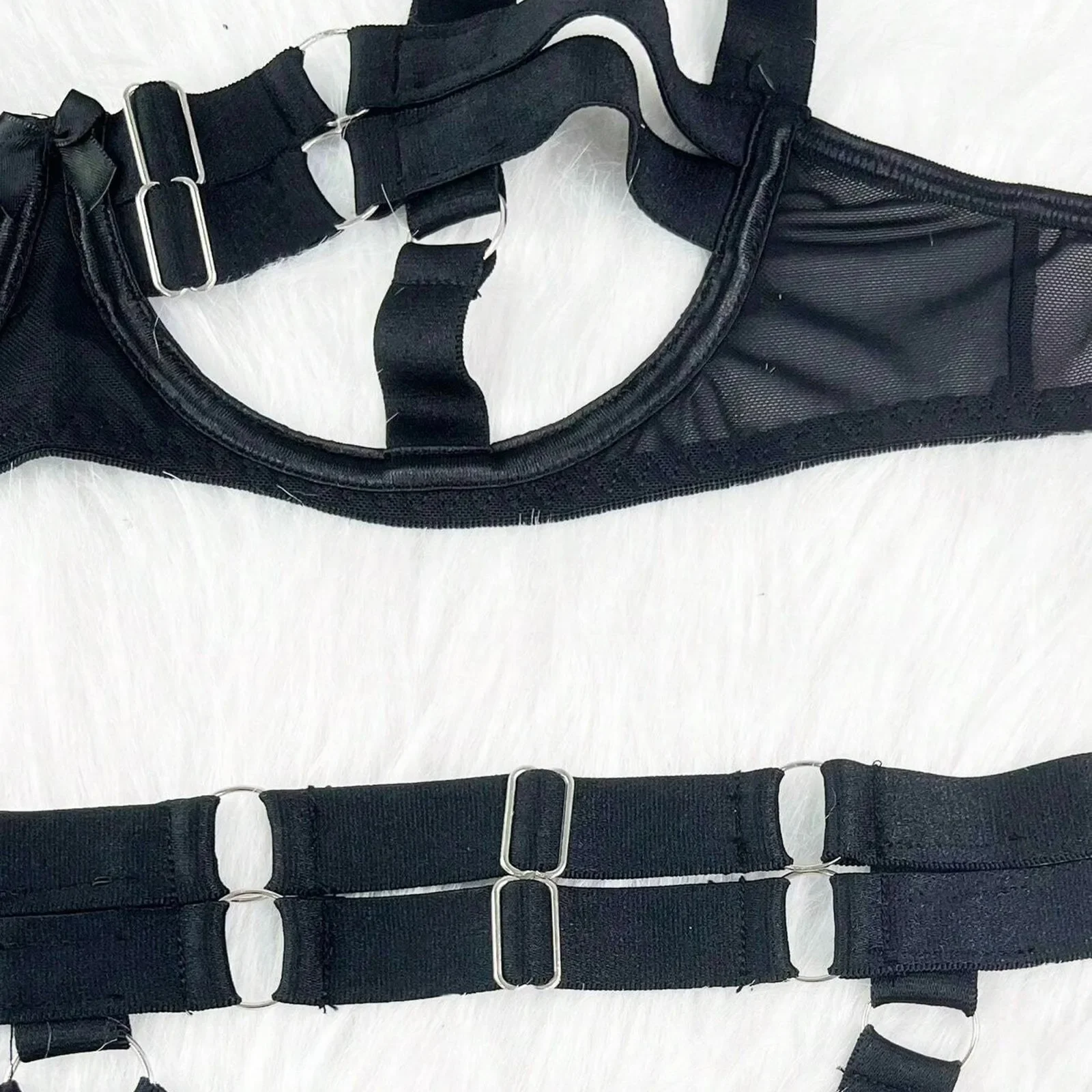 طقم الملابس الداخلية النسائية الدانتيل رفع Bralette وضبط الدانتيل يصل اللباس الداخلي الملابس الداخلية للنساء فساتين الليل نحيل الملابس الداخلية قطعتين #5