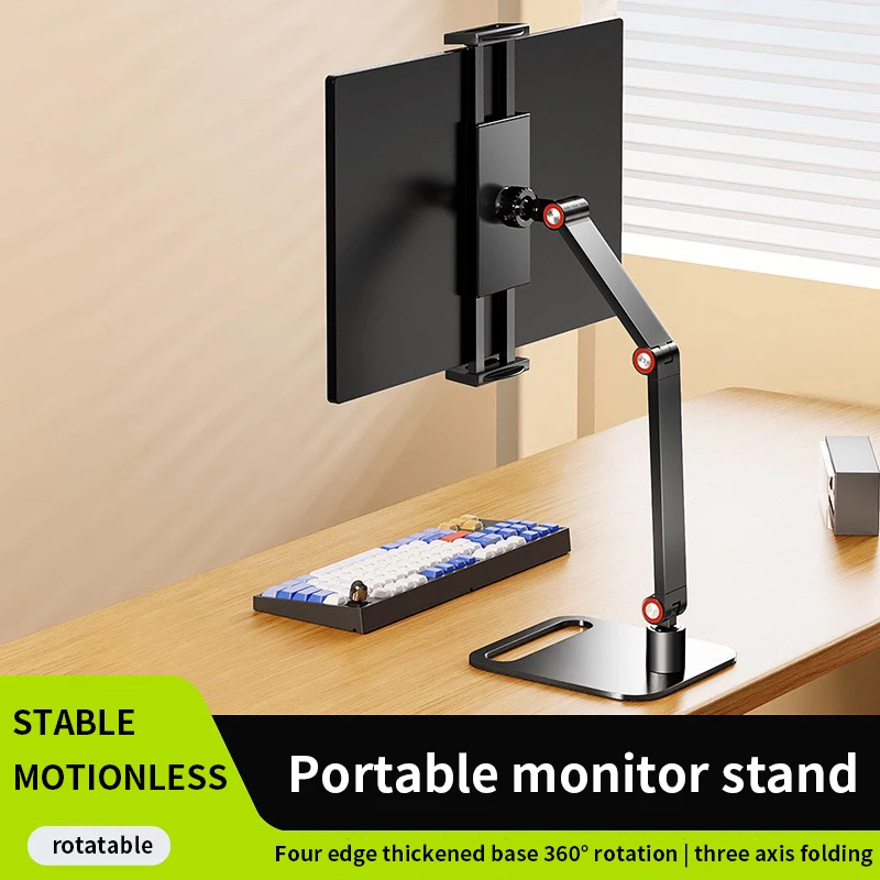 Imagem -02 - Monitor Portátil Desk Holder Universal Metal Stand 17 Base de Exibição Expansível Vesa Mount Expansão de Tela Vertical Externa