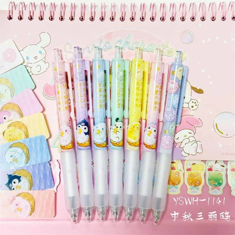 Imagem -03 - Sanrio Anime Gel Pen Olá Kitty Kuromi Cinnamoroll Caneta Assinatura Pachacco Material de Papelaria Escola Escritório Atacado 24 Pcs