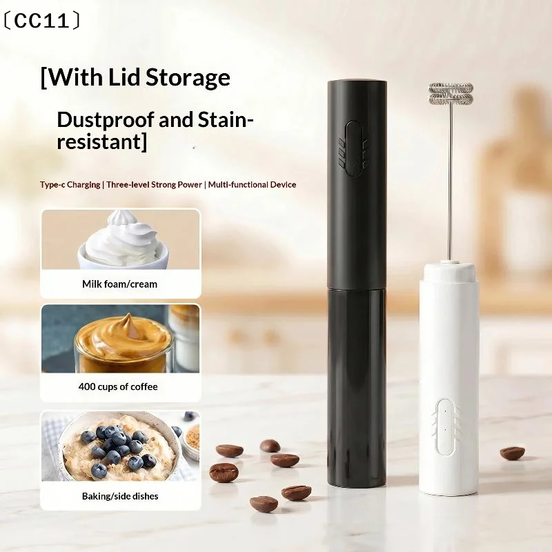 Wireless Electric Milk Frother With Dustproof Cover Fast Foaming For Home Coffee Latte Cappuccino Making〔CC11〕