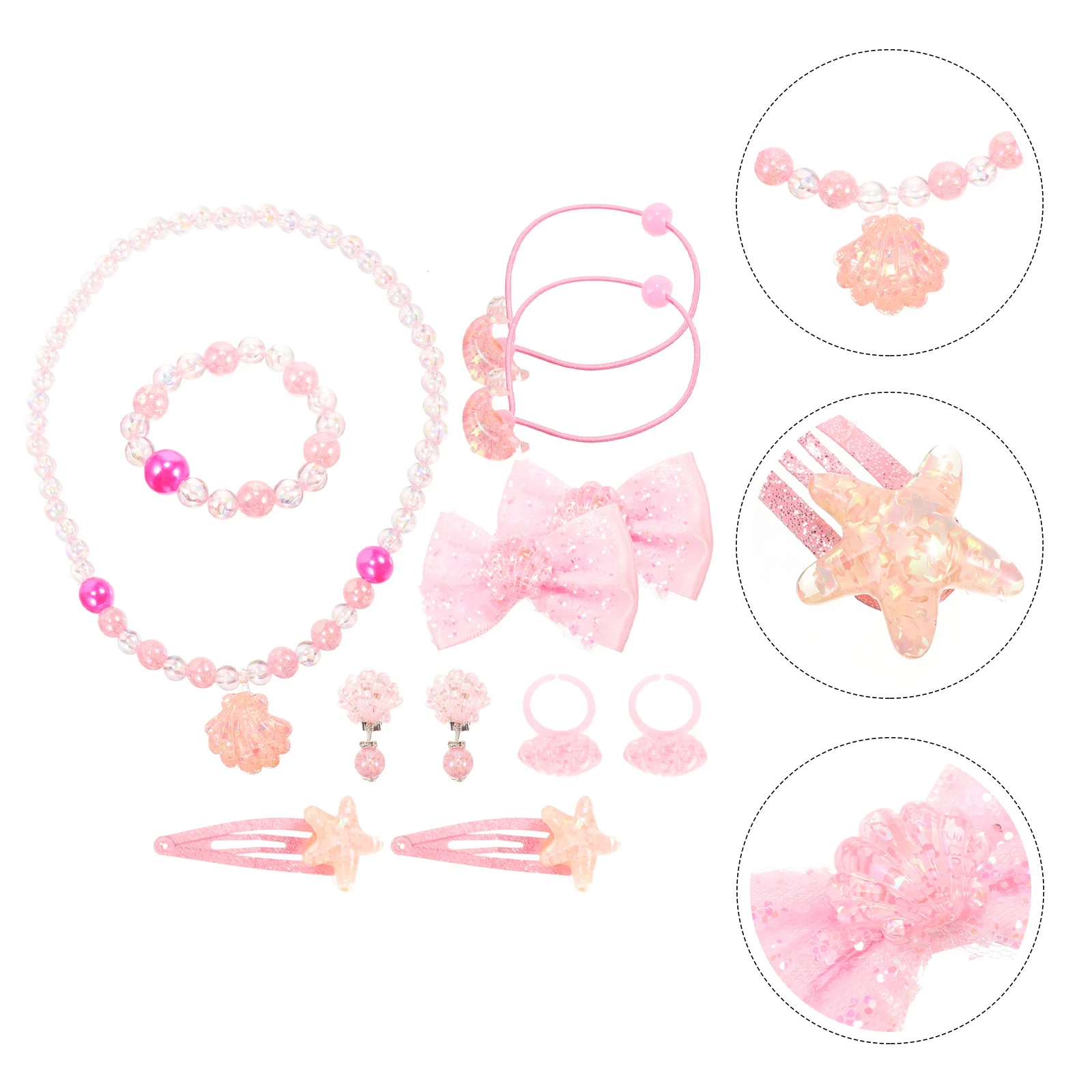 

Shell Backpack Set Princess Accessories Kids Play Jewelry Little Girl Necklace Bracelet Girls Bracelets Plastic Child Toddler