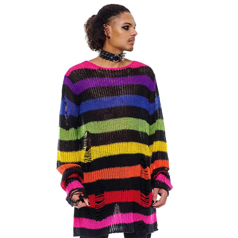 سترة نسائية متوسطة الطول شريطية طويلة تريكو للشارع Sle مستديرة Ne Long Sve رقيقة على شكل حرف a سترة مجوفة #4