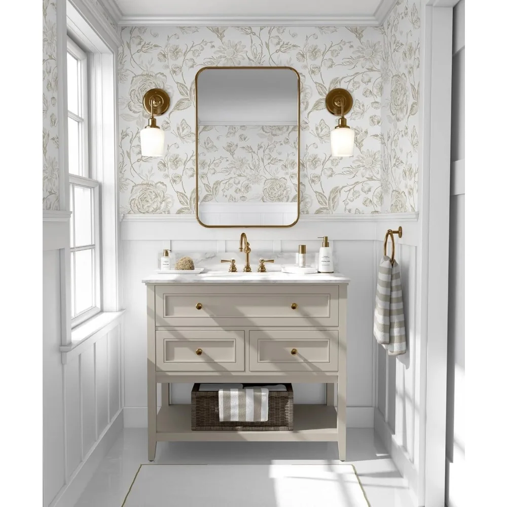 ورق جدران قابل للتقشير واللصق، ورق حائط مزين بالزهور، ورق اتصال مطرز بوهو لغرفة النوم، ورق حائط للحمام، بيج وأبيض قابل للإزالة S