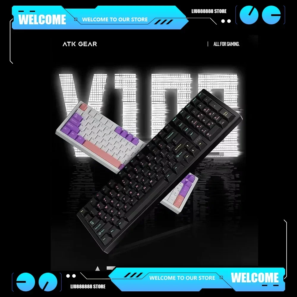 ATK V100 Mechanical Keyboard Tri-mode Hot Swap Semi-Aluminum Alloy Gasket Structure Customized Gaming Keyboard Gamer Accessories