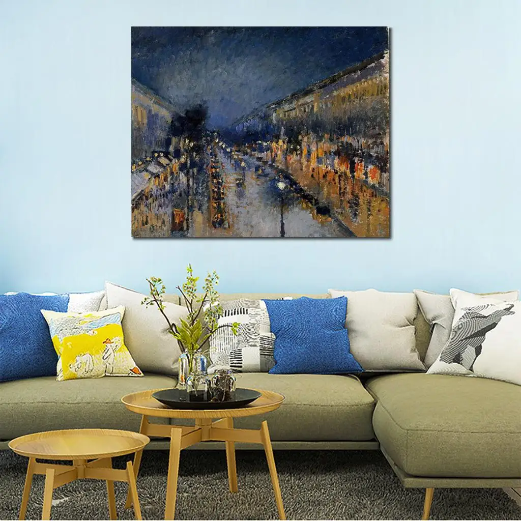 Copy Paintings of Famous Artist The Boulevard Montmartre at Night Camille Pissarro Artwork High Quality Handmade