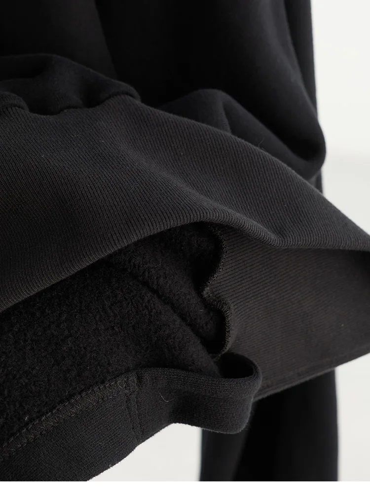 Irregular Sweatshirt~ Black Hooded Sweatshirt Women's Jacket, All-Cotton, Loose Fit, Casual, Slimming, New Autumn Style