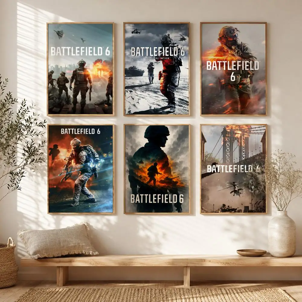 Shooter Game b-battlefield 6 Poster All-match HD Waterproof Self-Adhesive Wall Art Sticker For Home Bedroom