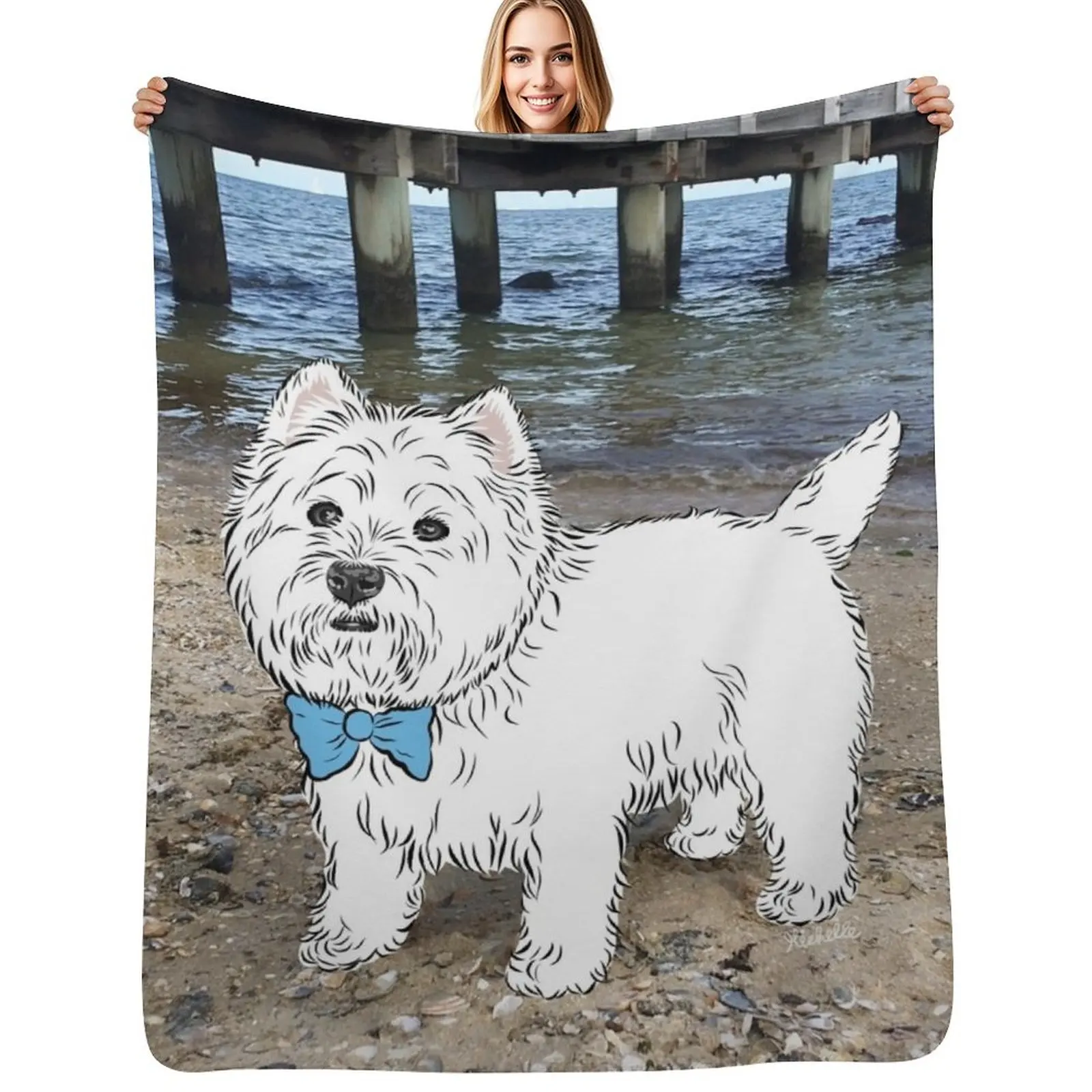 

Kyo at the beach Throw Blanket Wrinkle Resistant Lightweight Blanket