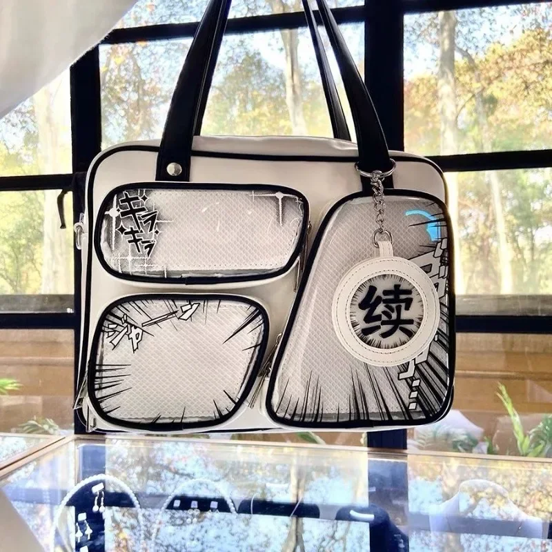 MBTI bolso de hombro de dibujos animados para mujer, bolso de cuero informal de gran capacidad, Lolita Jk Y2k, bolso de mano de Anime, moda Harajuku, bolso para mujer Ita