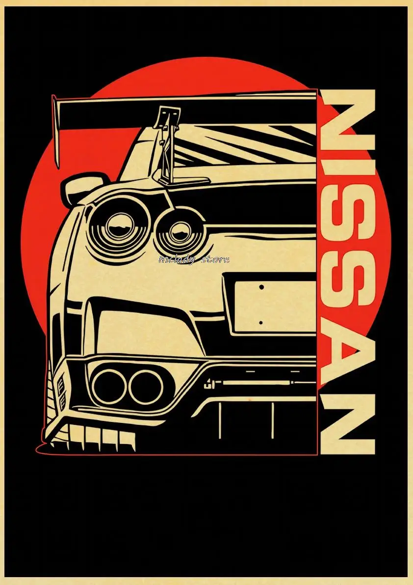 Nissan Skyline JDM Auto Kraft Paper Japan Racing Classic Home Décor Life Poster Vintage High Quality Printing