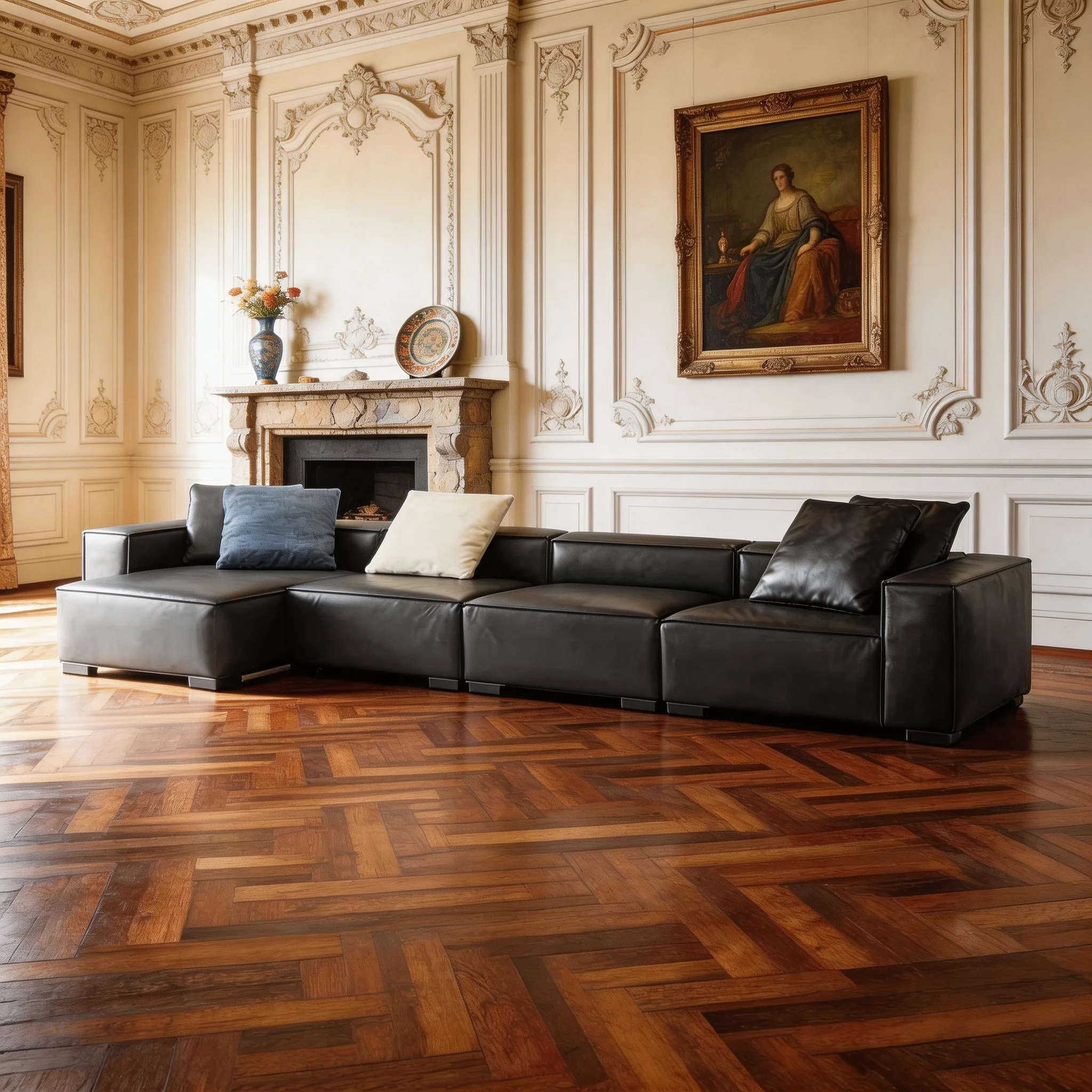 Italian Luxury Minimalist Modern Apartment Hotel Living Room Velvet Tufted Art Tofu Blocks Extendable Sponge Modular Sofa Set