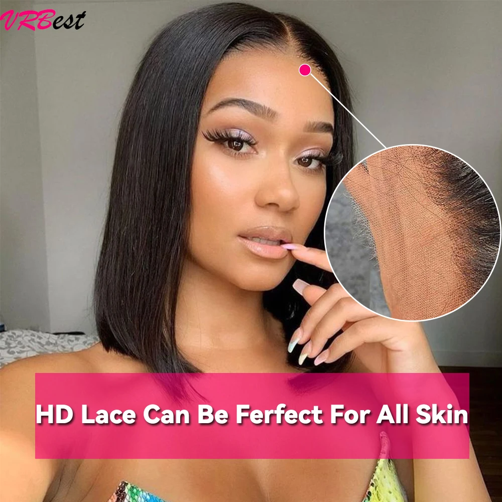 شعر مستعار برازيلي بوب مستقيم للنساء ، شعر مستعار بشري ، إغلاق دانتيل بدون لاصق ، 13 × 4 ، 4x4 #3