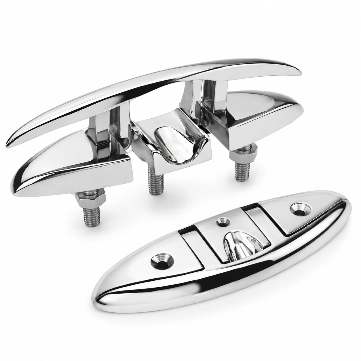 

5/6/8 Inch Marine Folding Cleat, 316 Stainless Steel Mirror Polished Boat Deck Mooring Dock Cleats Hardware for Yacht Kayak
