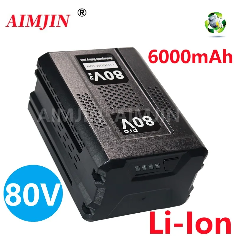 New 80V 6000mAh Li-Ion Rechargeable Battery For Greenworks Power Tool Battery Compatible GBA8050 GBA80400 GBA80500