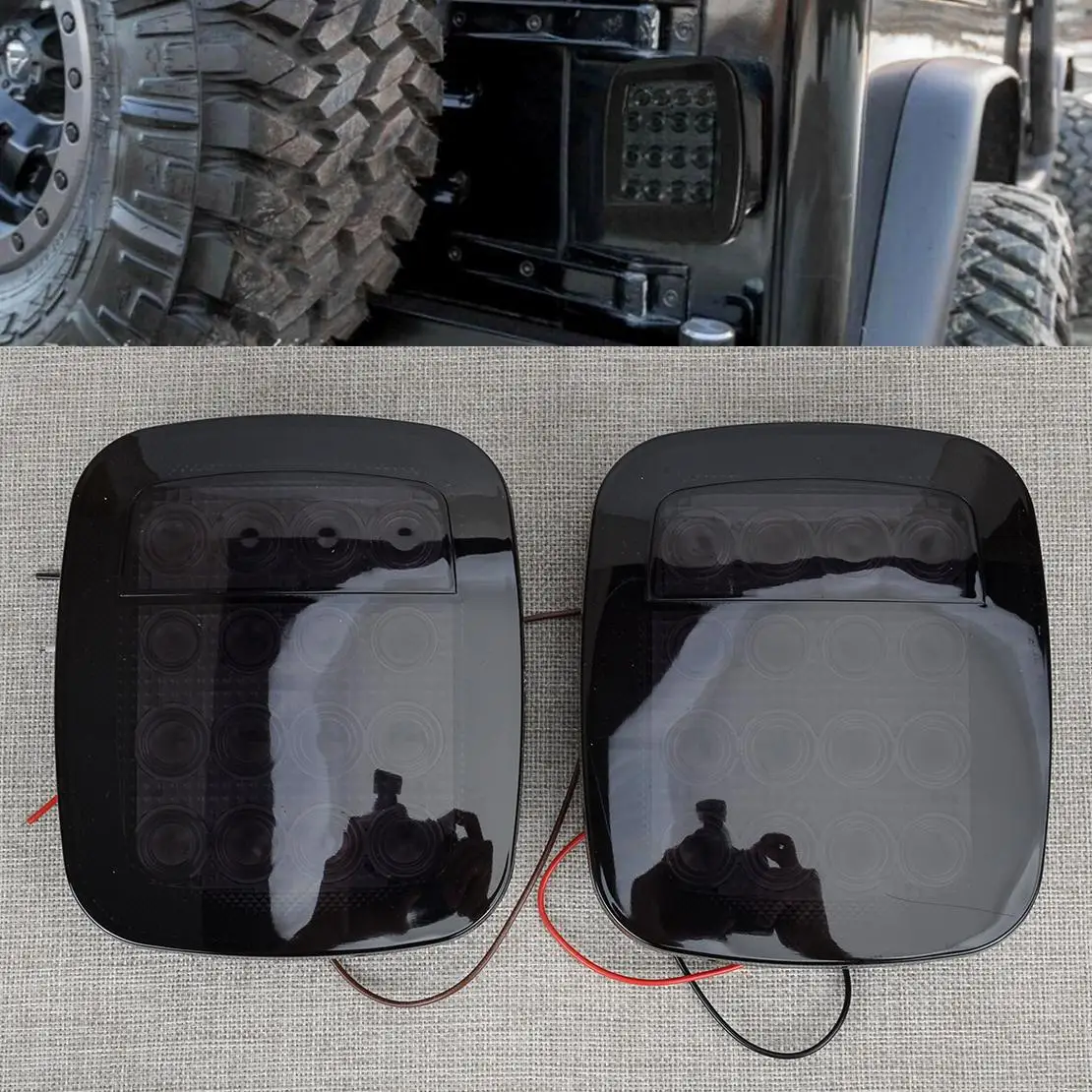 

2Pcs Rear Left Right LED Tail Light Brake Turn Stop Reverse Fit for Wrangler YJ TJ CJ JK 12V Truck Trailer Bus Lorry Boat