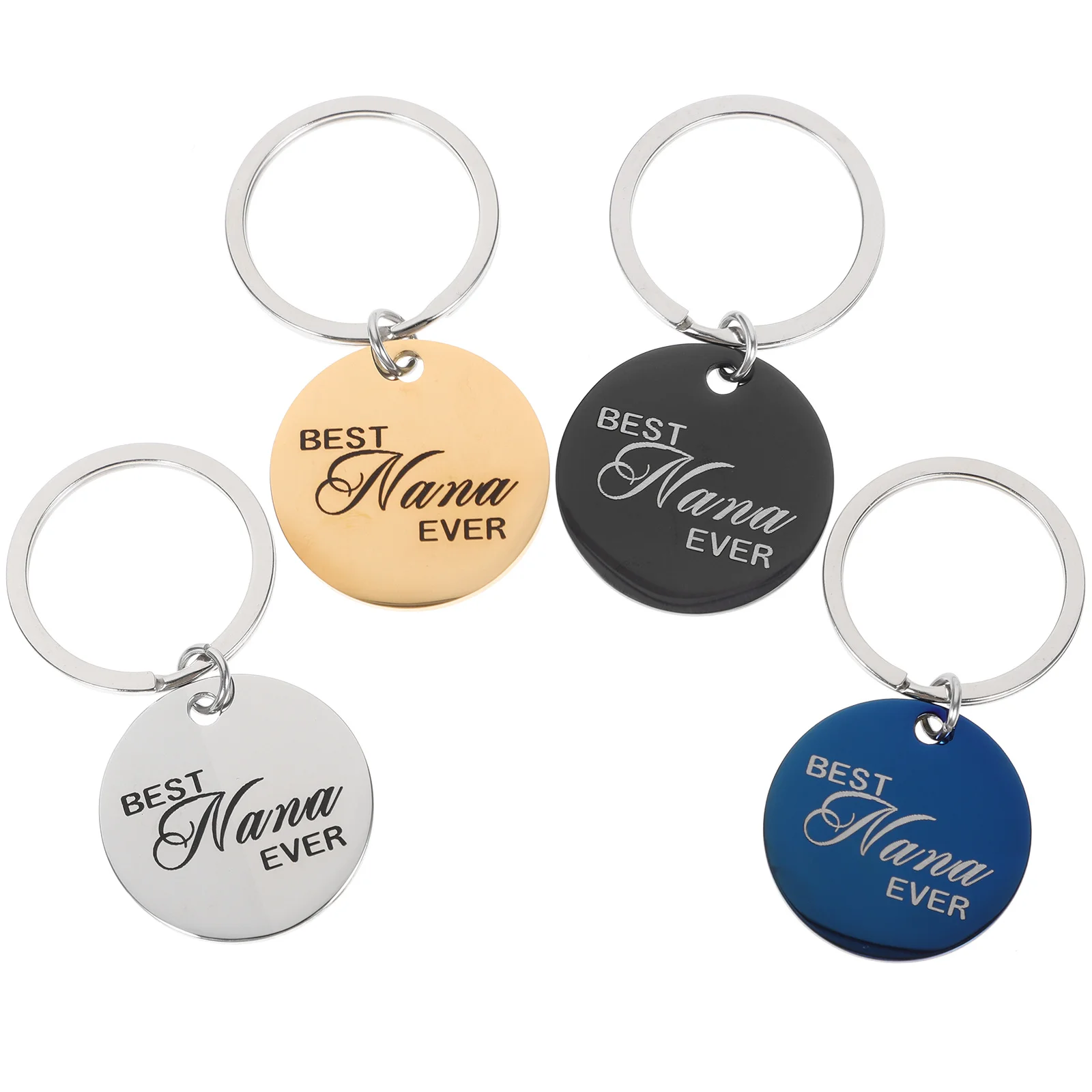 

4Pcs Pet Id Tag Keychain Lovely Round Stainless Steel Cat Tags Puppy Tag Engraved Blank for Small Pets Dog Collar Name Plate