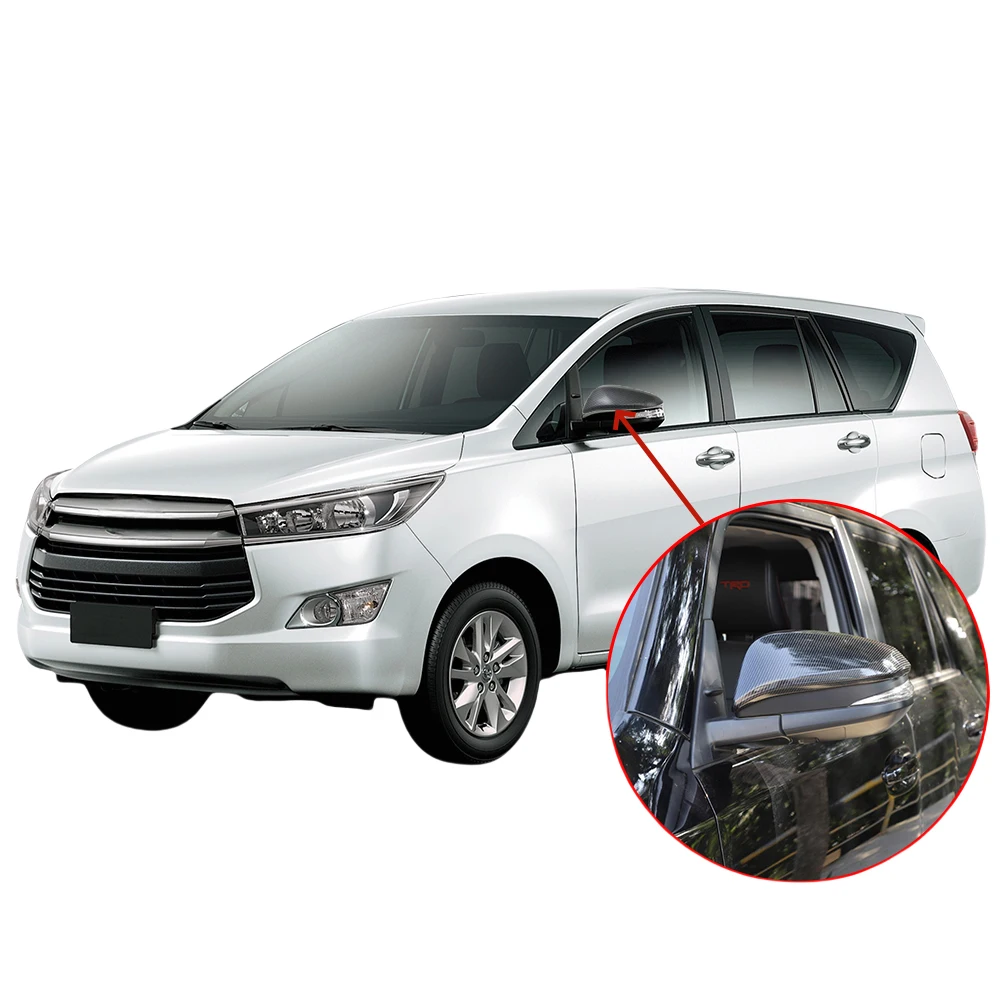 2 Pcs ABS Chrome Car Door Mirror Cover For Toyota Innova 2016 - 2019 High-Quality Silver,Black and Carbon Fiber Decoration view 4