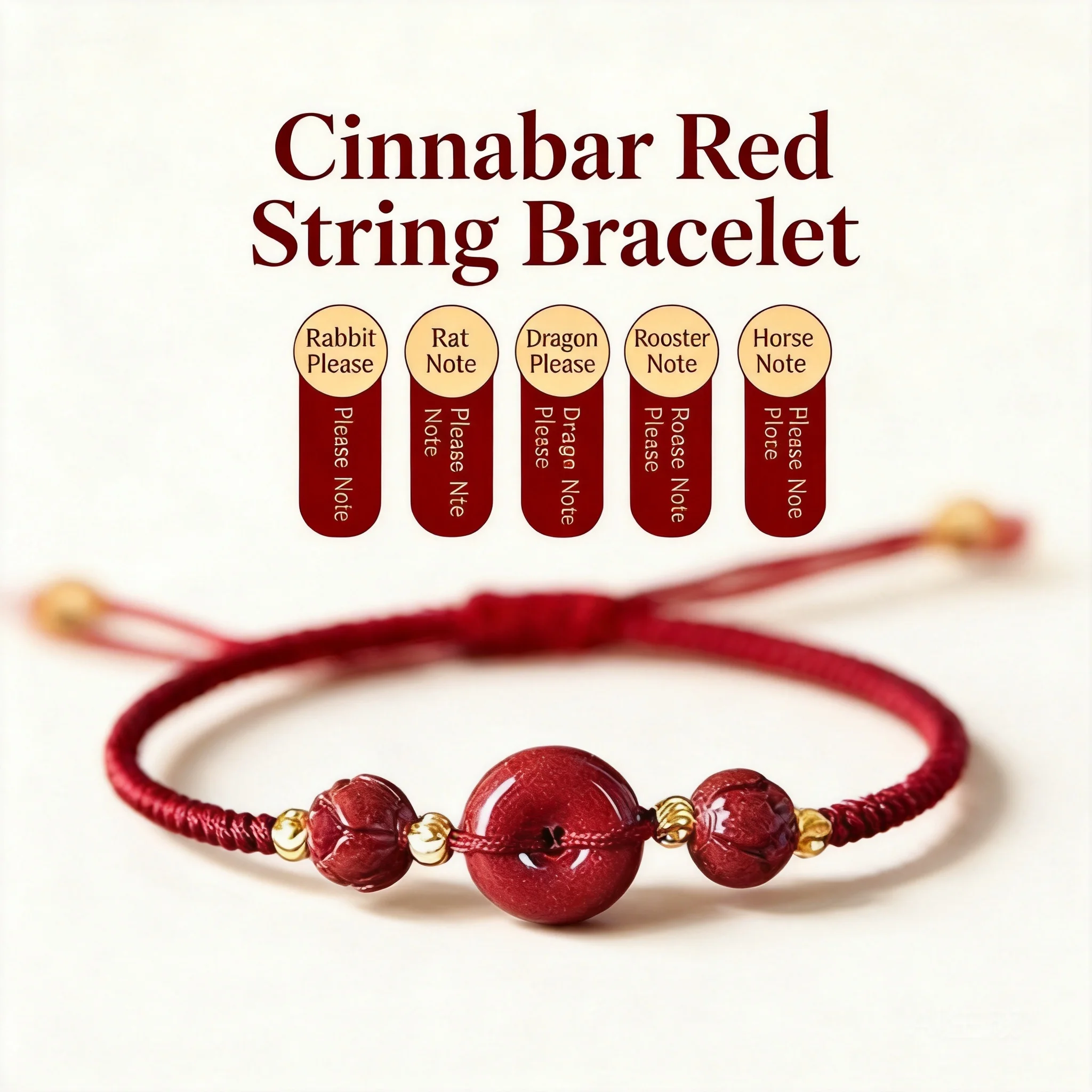 Chinese Style Handmade Cinnabar Peace Buckle Adjustable Braided Red String Bracelet Lucky Blessing Wealth Attracting Jewelry For