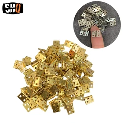 50Pcs Tiny Small Metal Hinge Miniature Cabinet Furniture Fittings for Cabinets 10*8mm Gold/White Mini Right Angle Hinge New