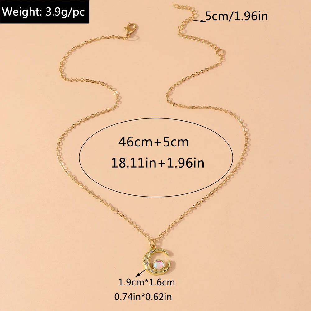 Aihua Exquisite Y2K Gold Farbe Kristall Sonne Mond Sterne Halsketten für Frauen Koreanische Temperament Schlüsselbein Kette Geburtstag Schmuck Geschenk – Detail 19