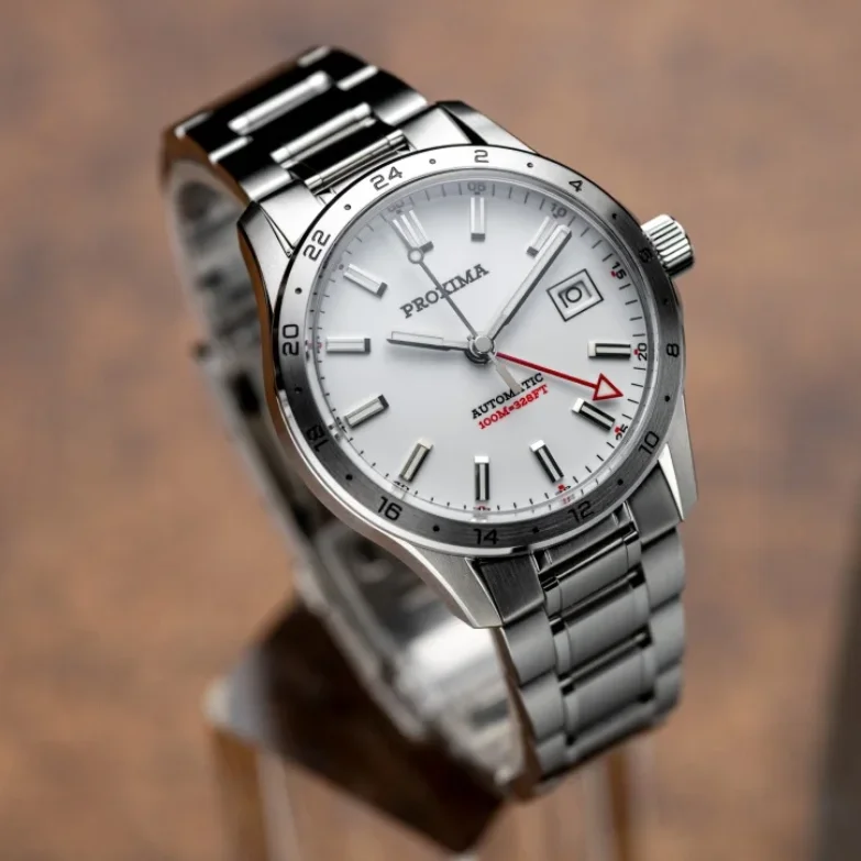 بروكسيما ساعة أوتوماتيكية للرجال عسكرية 39 مللي متر بتوقيت جرينتش ساعة يد ميكانيكية غواص 10ATM مقاوم للماء BGW-9 مينا مضيئة NH34 #3