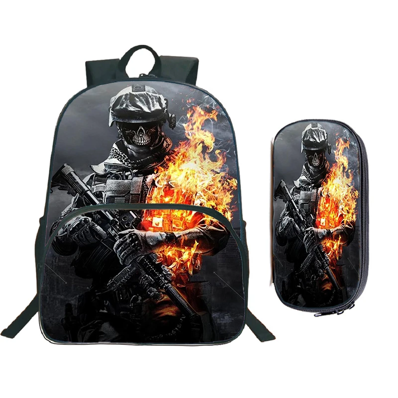 Game Call Of Duty Warzone Backpack With Pencil Bag Large Capacity Schoolbag 2pcs Set Boys Sports Bookbag Waterproof Travel Bag