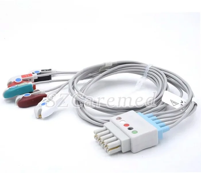 ECG Lead Wire Set, 5-Lead Snap-On Clamps for Datex Monitoring