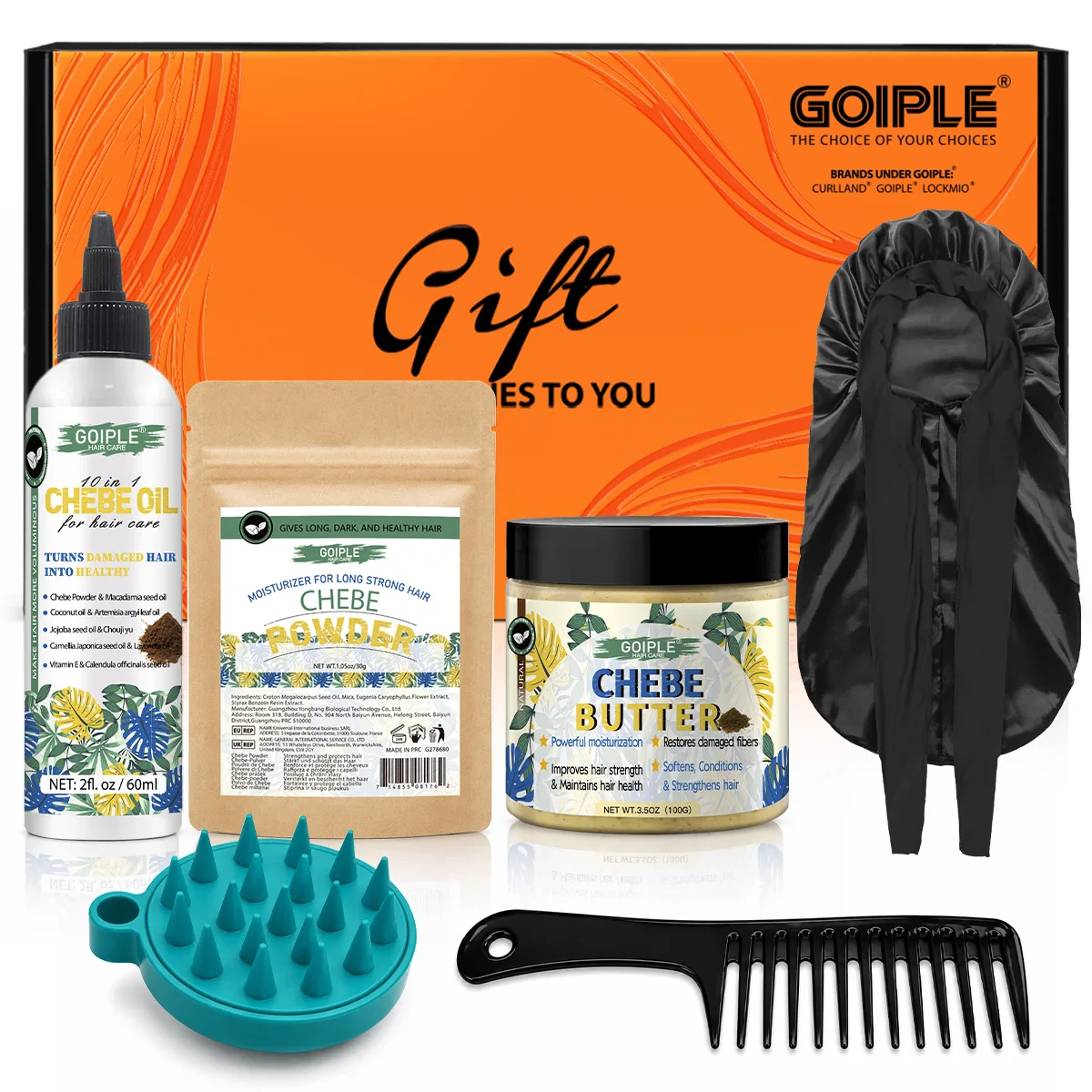 GOIPLE Natural Chebe Hair Growth Set, Chebe Nourishing Oil, Powder and Hair Mask for Strengthen Roots and Deeply Moisturize Hair