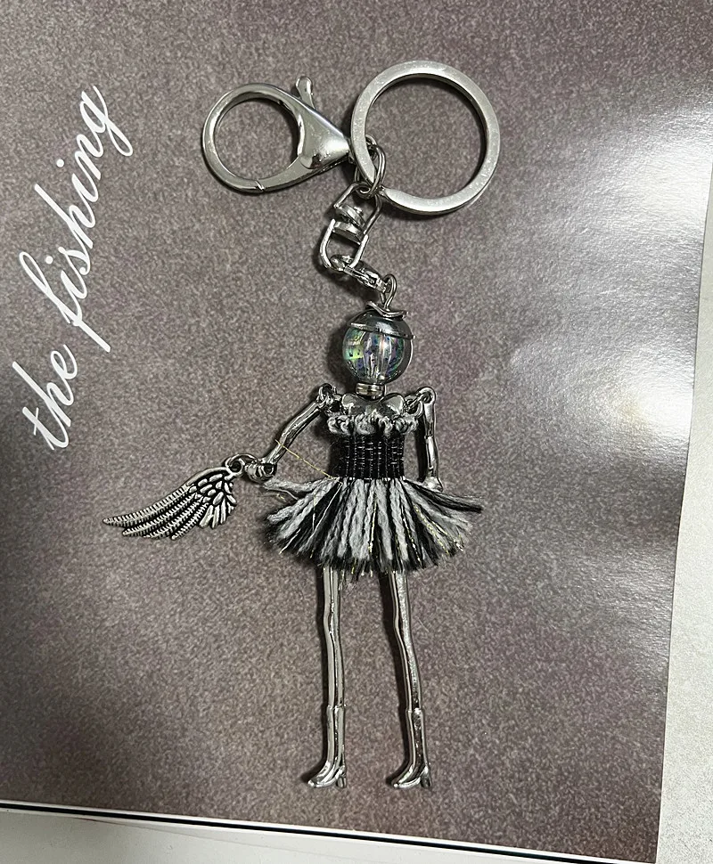 HOCOLE charms doll keychains for women Feather lovely gifts key chain bag jewelry bunny Dress ladies keychains wholesale