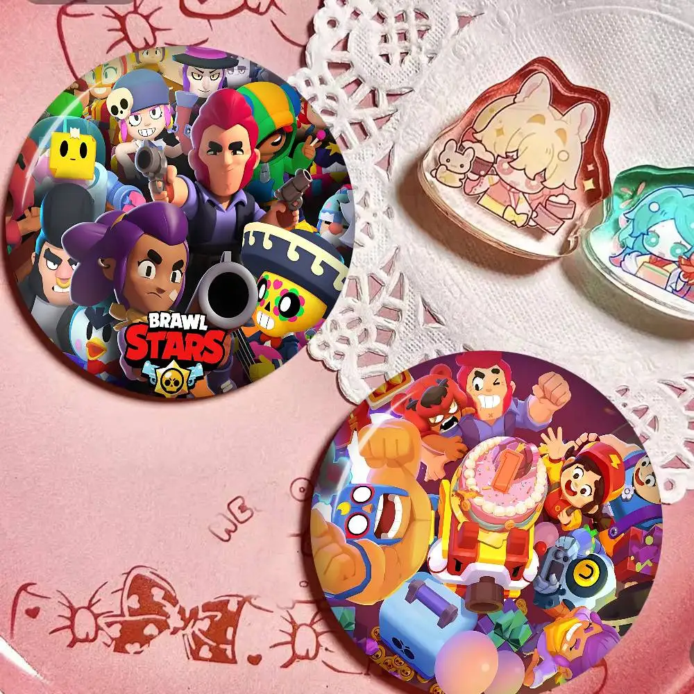 Strategy game B-BRAWL STARS 32/44/58mm Handmade Pin Round Snap-in Brooches for Backpack Cothes Accessories Badge Hat Decoration