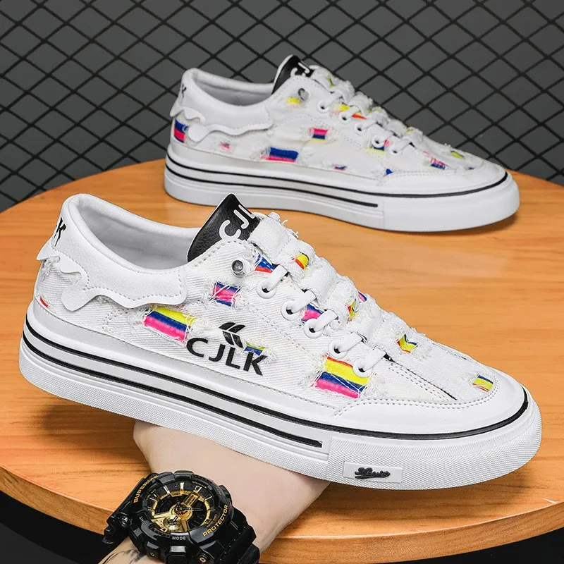 

Spring Men's Canvas Shoes 2024 New Style Breathable Hole Design Korean Fashion Versatile Slip-On Trendy Shoes Casual Outdoor