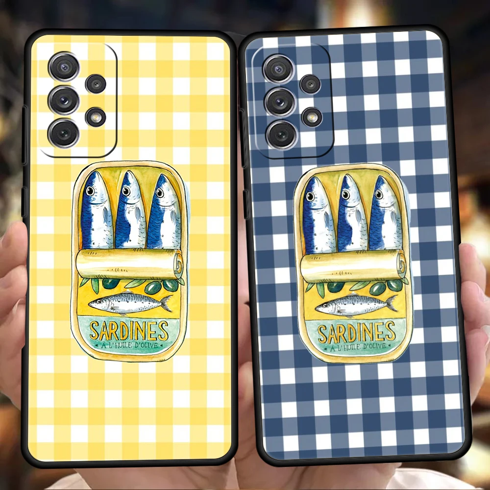 Phone Case for Samsung Galaxy A13 A15 A17 A22 A23 A25 A31 A32 A33 A35 A41 A51 A52 A55 5G Soft TPU Shell Sardine Stripe Pattern