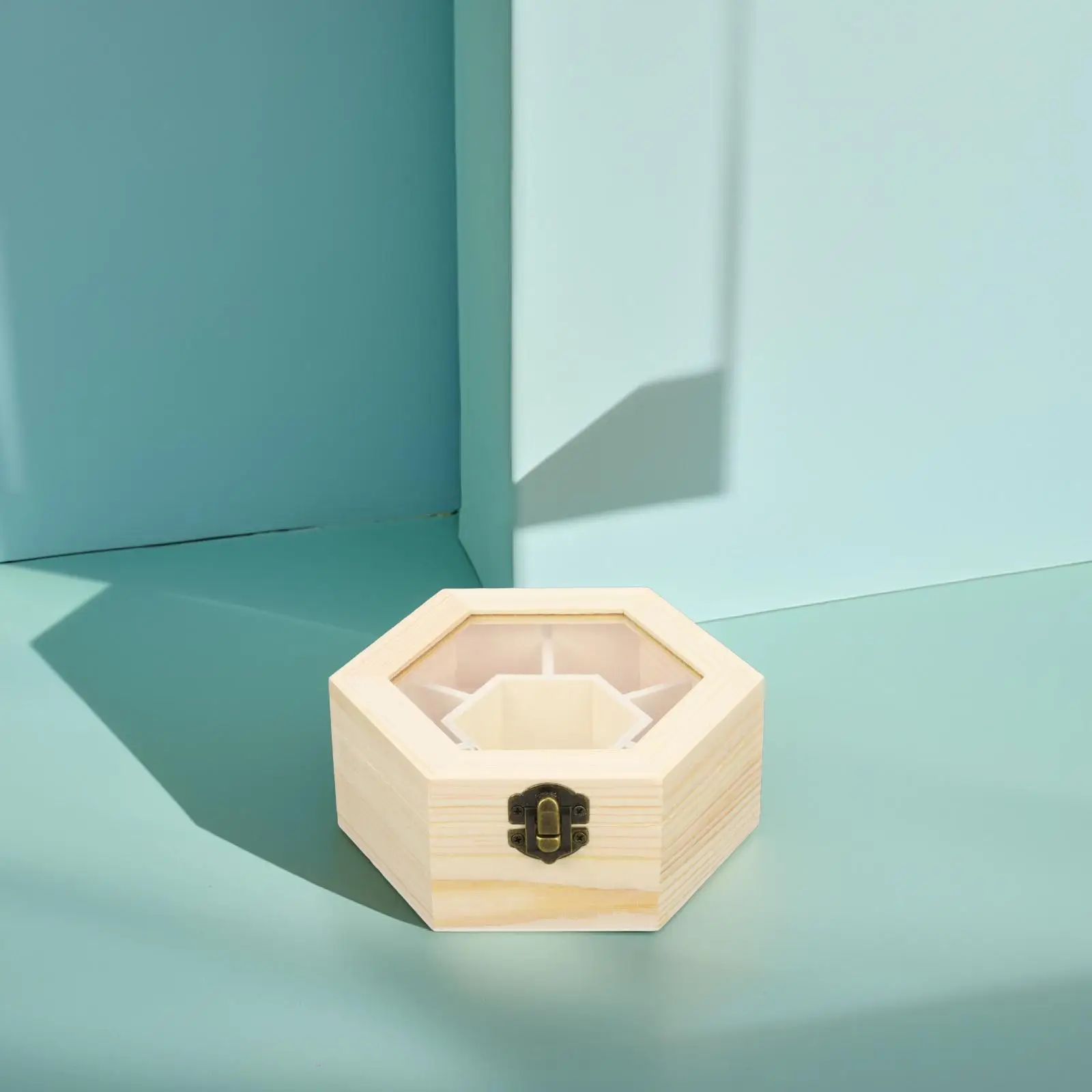 Hexagon Jewelry Box Wooden Storage Container Handmade DIY Boxes Rings Earrings Beads Small Size Premium Material Smooth Surface