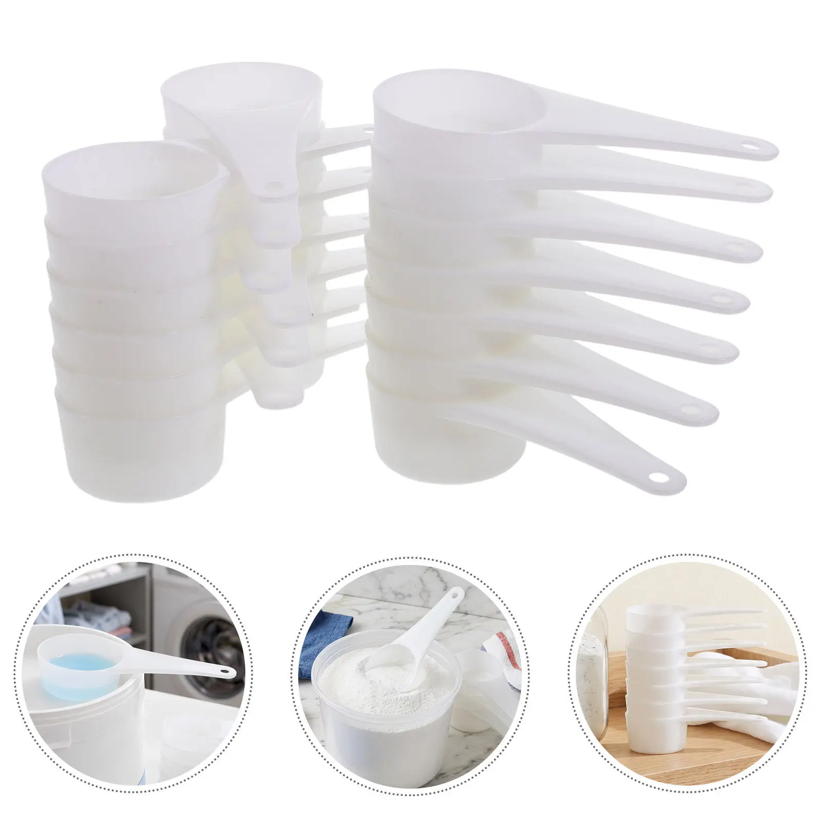 20Pcs Powder Detergent Measuring Scoop Plastic Laundry Scoop Flat Spoon Precise Dosing for Washing Machine Laundry Bucket