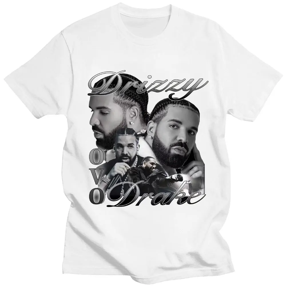 Rapper Drizzy Drake Print T-shirt Men 100% Cotton Oversized Vintage Short Sleeve T-shirts Hip Hop T Shirt Streetwear Tops
